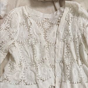 Elegant White Crochet Sweater